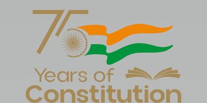 logo of constitution day depicting 75 years of Independence of India and colors of the flag of India
